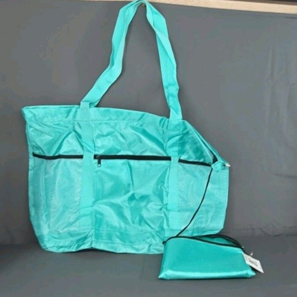 NWT Bang & Carsen Large Turquoise Beach Bag W/Pockets Nylon Handles RV $59